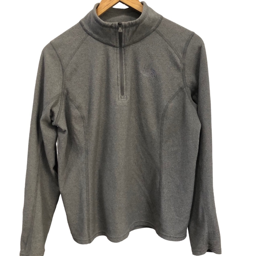 The North Face 1/4 Zip Pullover 100% Polyester Fleece Women SZ M Gray